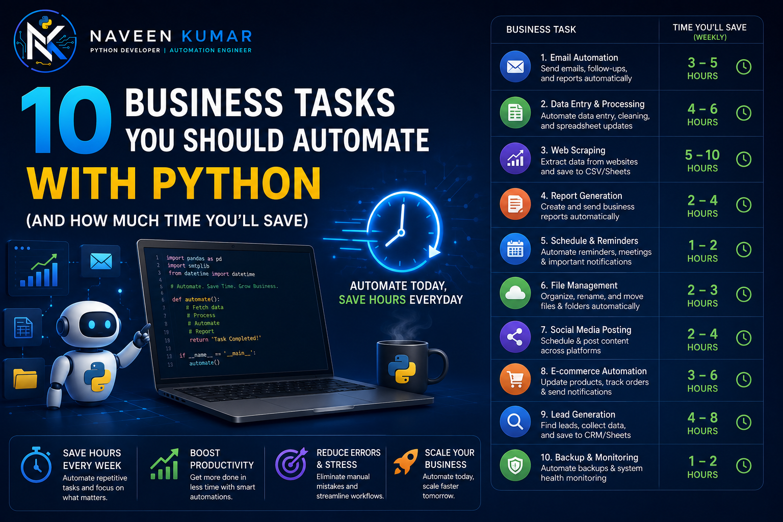 10 Business Tasks You Should Automate with Python (and How Much Time You'll Save) 10 business tasks you should automate with python (and how much time you'll save)